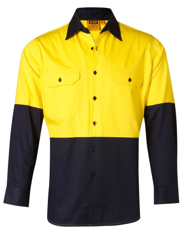 Hi-Vis two tone Cool-Breeze L/S cotton work shirt - Image 4