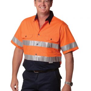 Men's Hi-Vis Cool Breeze Safety S/S Shirt (3M Tape)