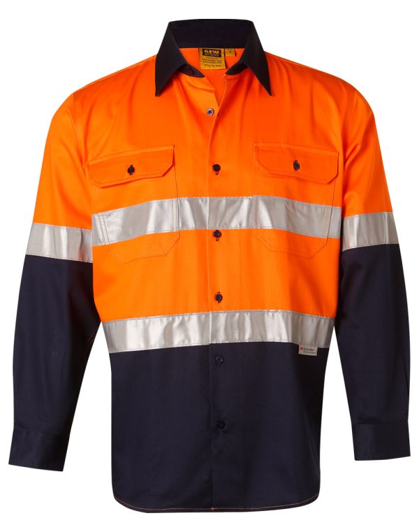 Men's Hi-Vis Cotton Twill  L/S Safety Shirt (3M tape) - Image 3