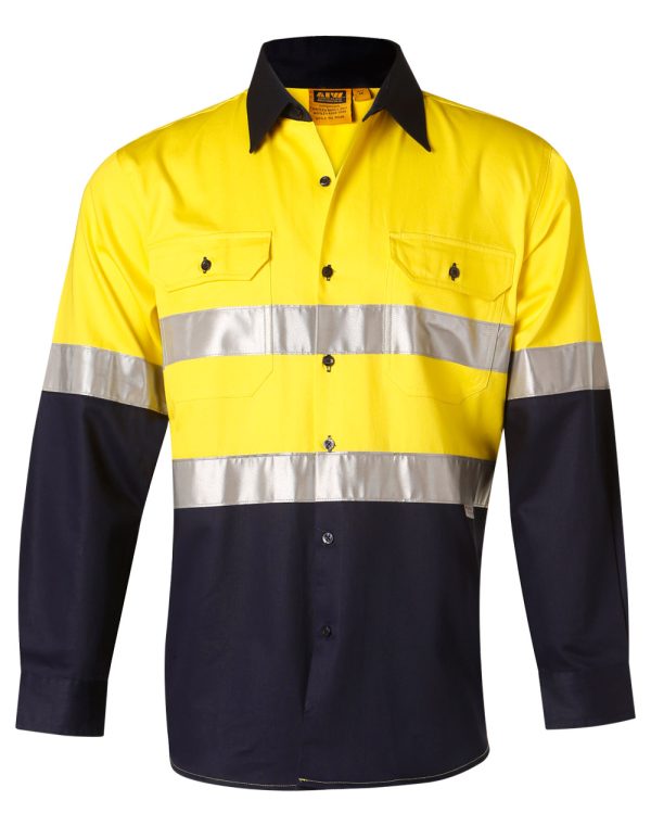 Men's Hi-Vis Cotton Twill  L/S Safety Shirt (3M tape) - Image 4