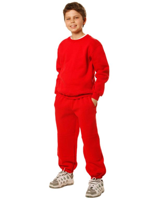 Kid's fleecy trackpants with Zip, Cuffs and knee padding