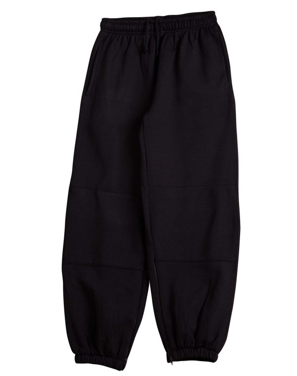 Kid's fleecy trackpants with Zip, Cuffs and knee padding - Image 2