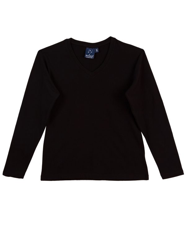 Ladies' V-Neck L/S Tee - Image 3