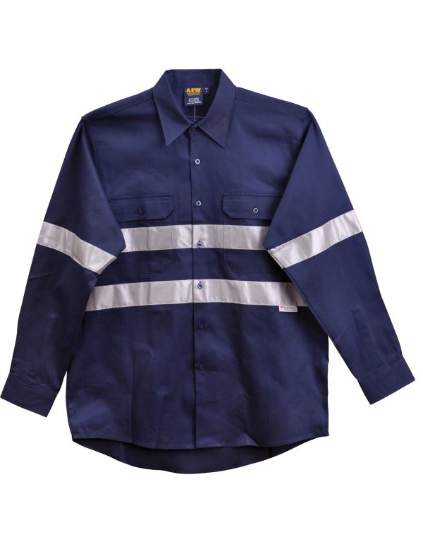 Cotton Drill L/S Work Shirt 3M Tapes - Image 4